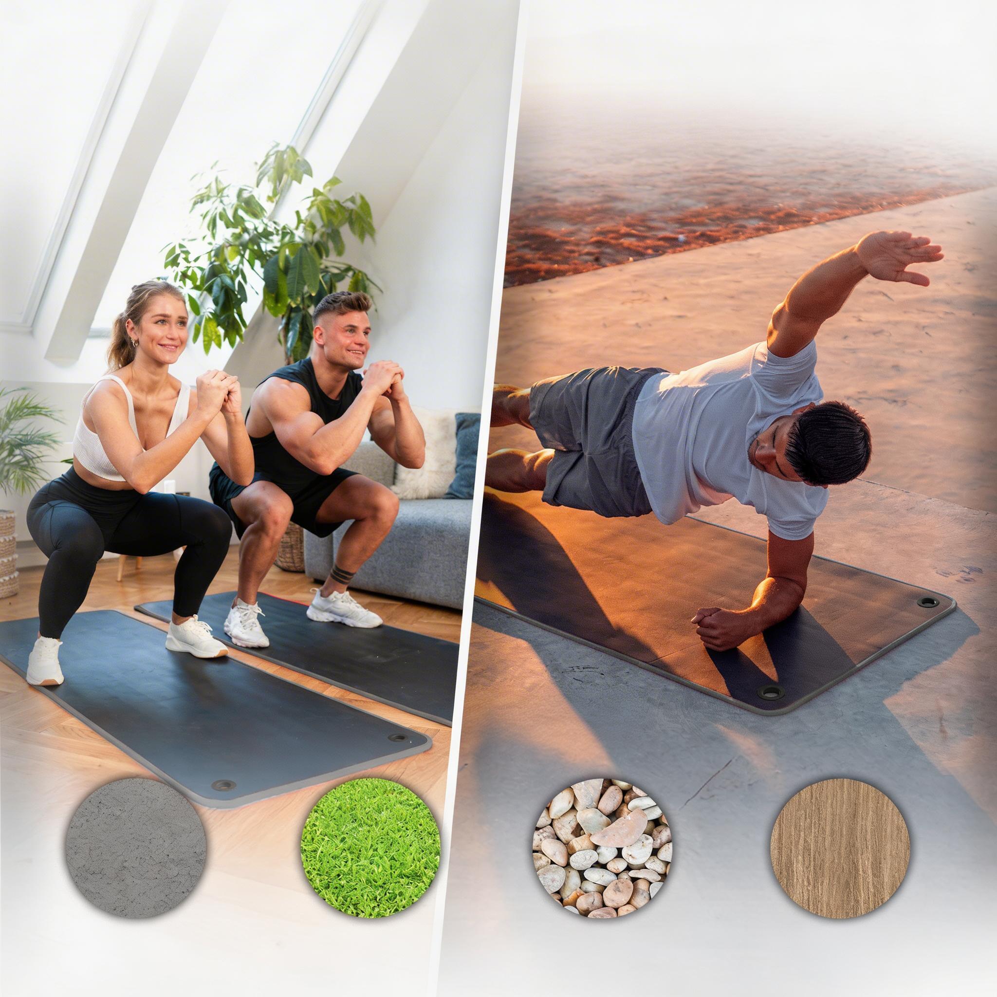 Fitnessmatte 80cm breit rutschfest – Extra dick, Sportmatte mit Ösen & Tragegurt 5/7