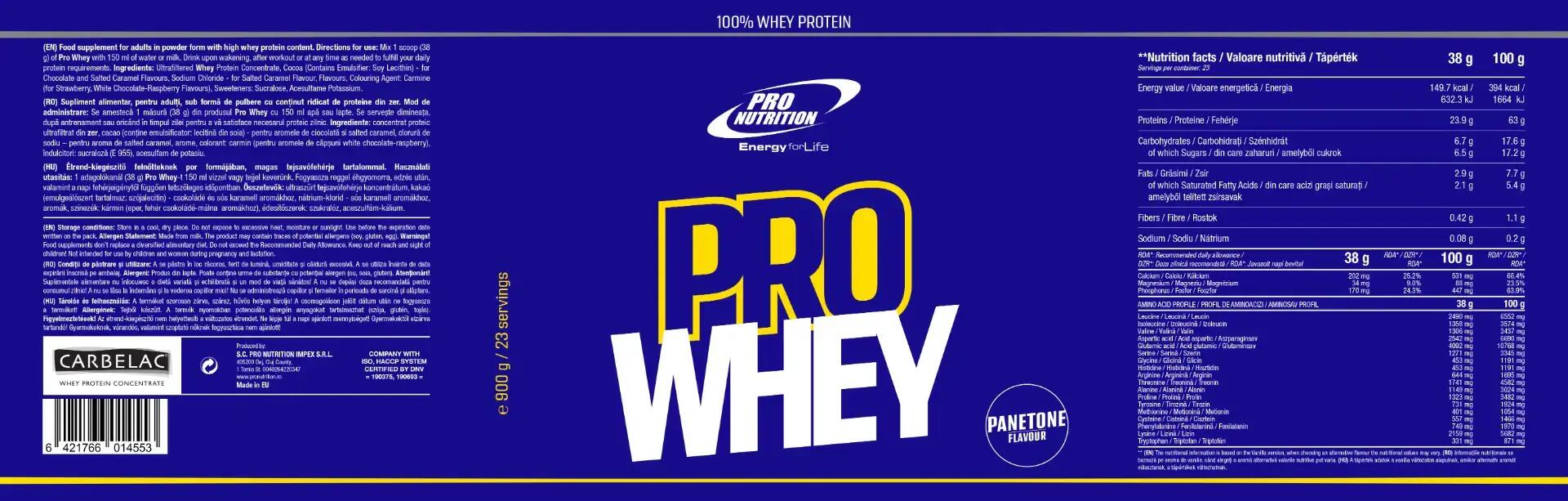 Concentrat proteic din zer, Pro Whey, Panettone, 900g 4/4