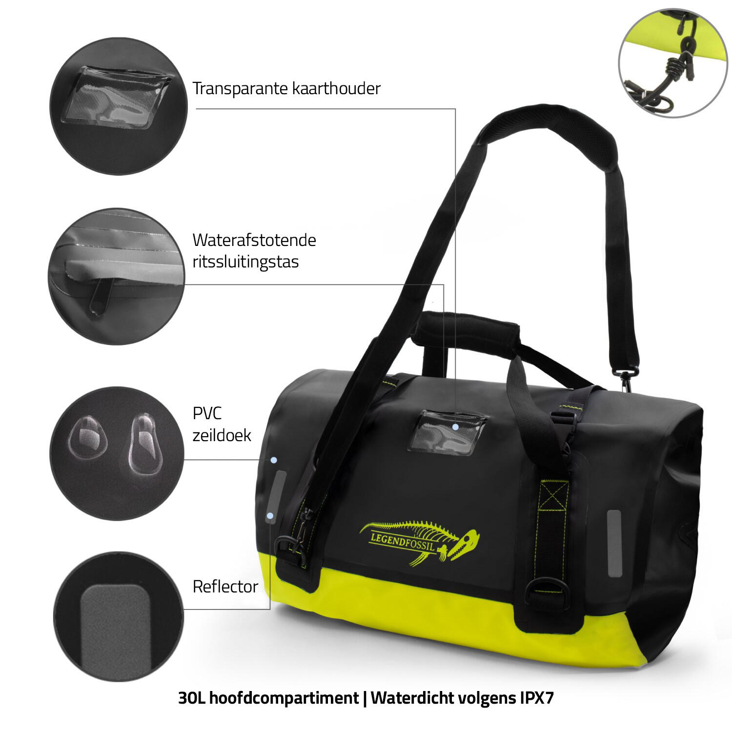 Sac duffel étanche Sjømat 30L PVC noir jaune 3/5