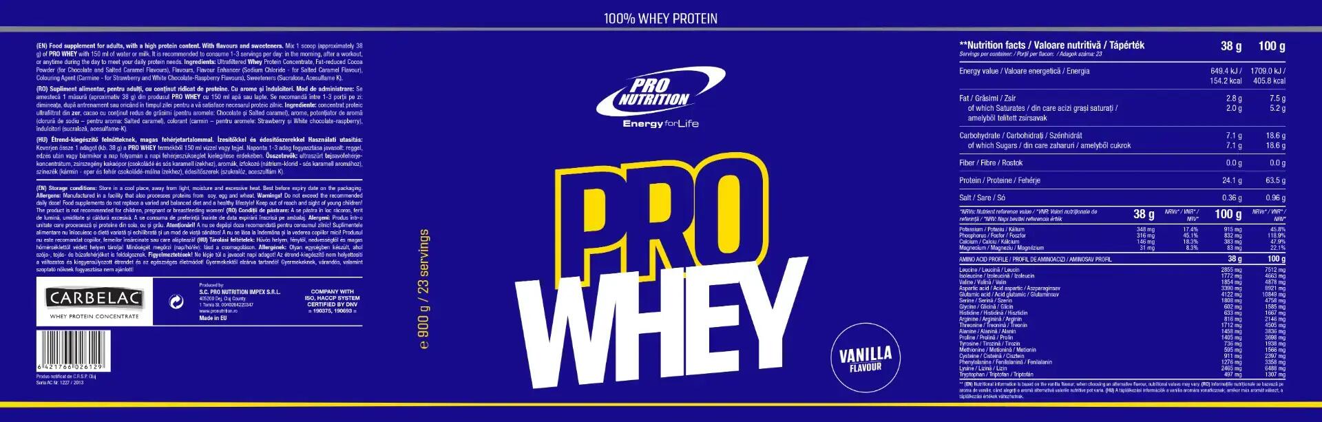 Concentrat proteic din zer, Pro Whey, Vanilie , 900g 4/4