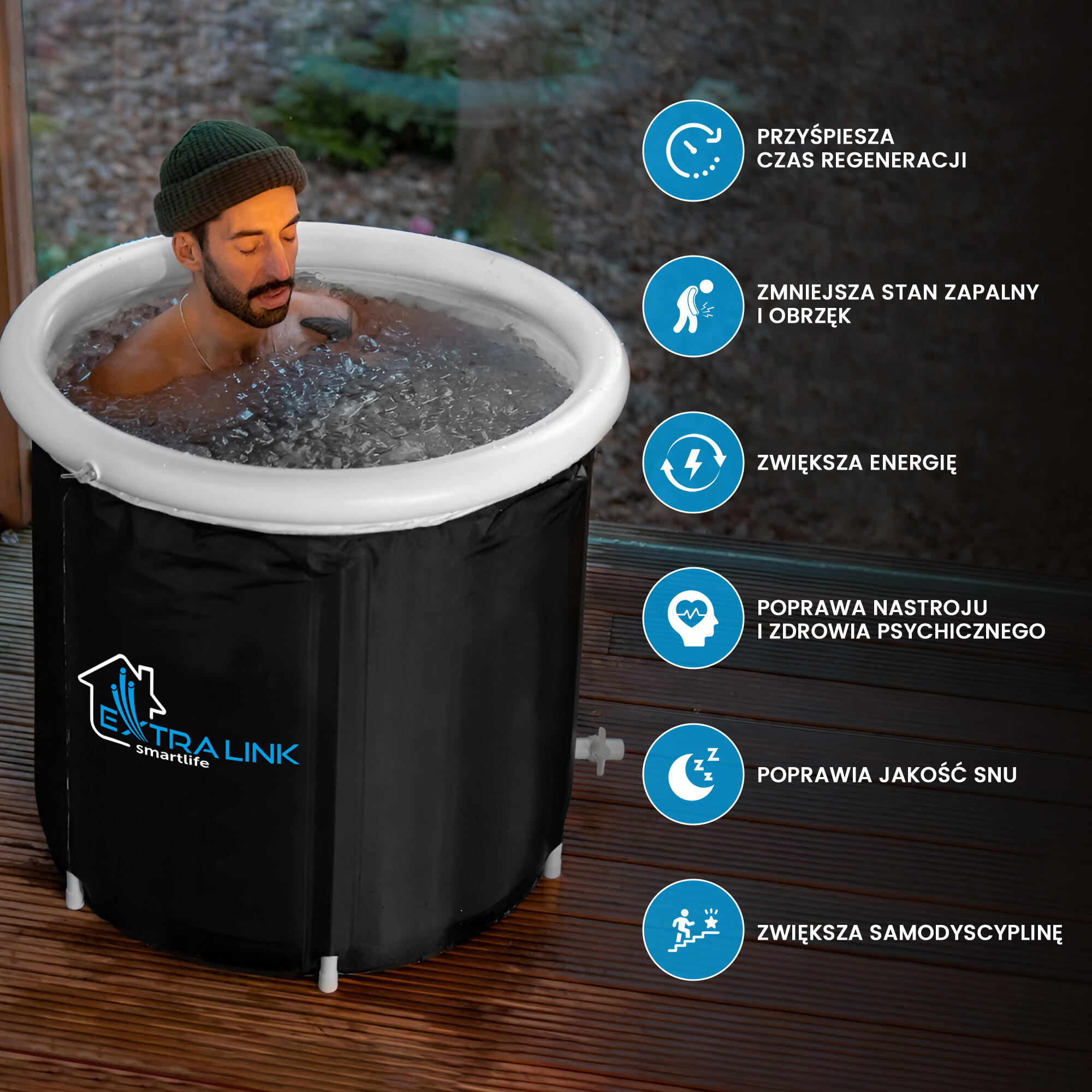Przenośna wanna do morsowania i regeneracji Beczka Extralink Ice Bath Bathtube 2/7