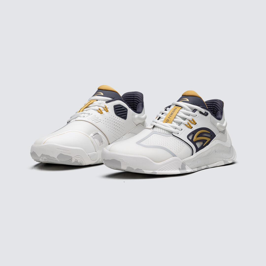 AZZA FENCING 15/14 Tiger Sapatos de Esgrima Adulto Branco/Preto/Ouro 5/7
