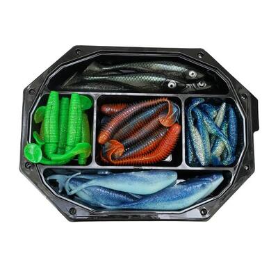 Softbait set xxl snoek 10-20cm ±30 stuks in 4-vaks doos