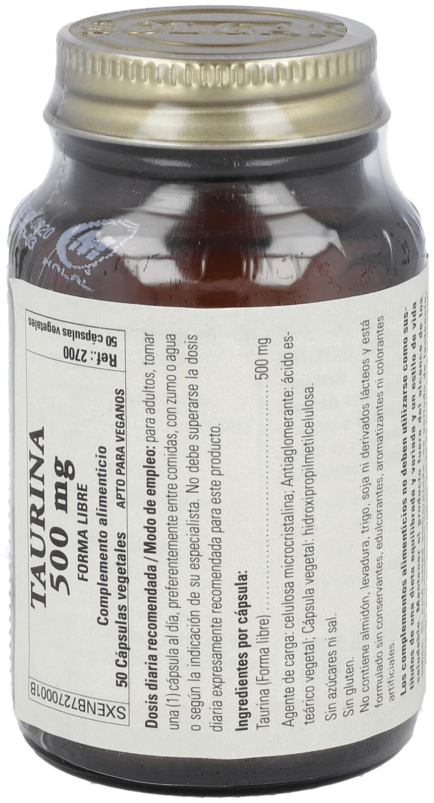 Taurina 500 mg 50 Cápsulas 2/3