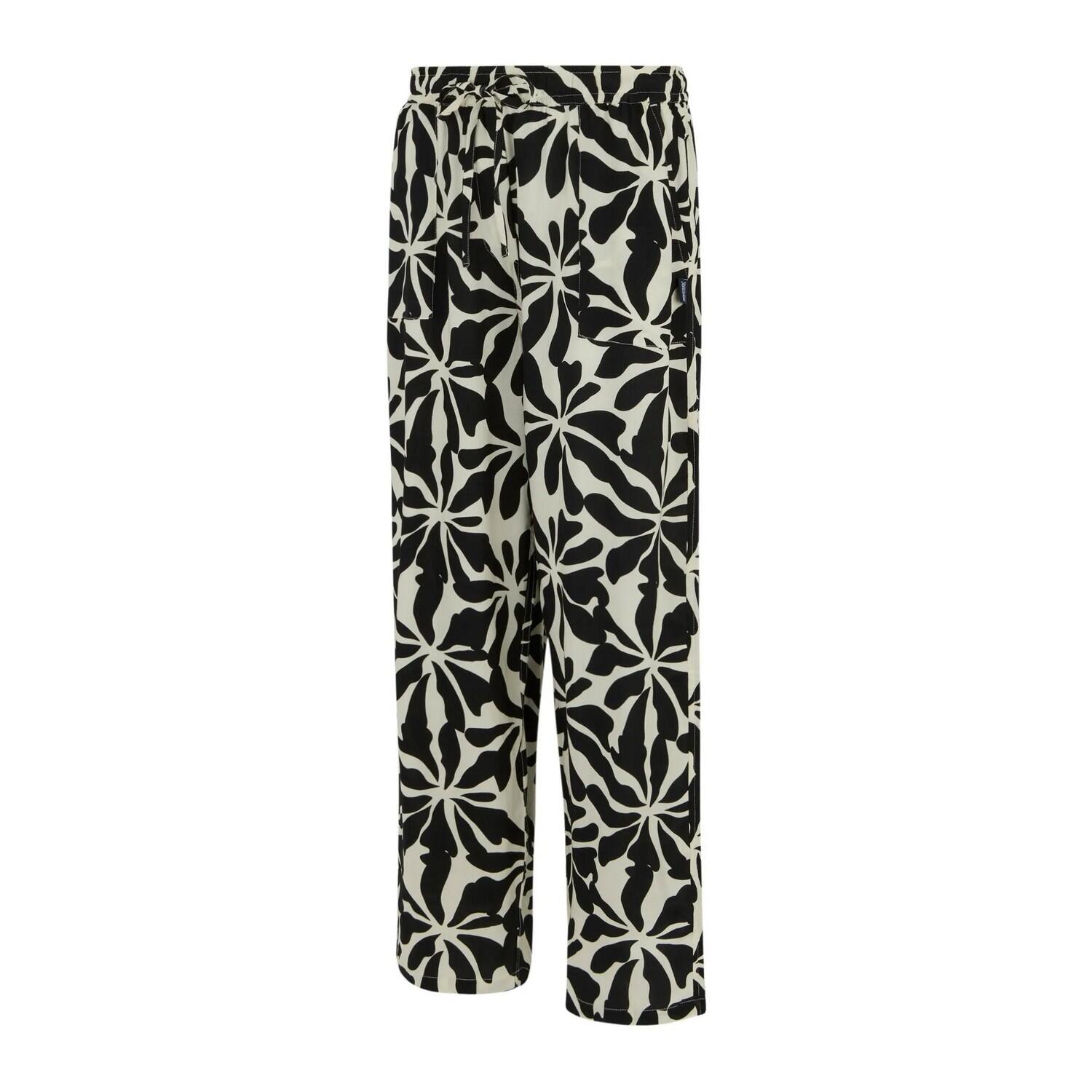 Pantalon Motif/style Floral Abstrait ELBRIE Femme (Blanc / Noir) 3/4