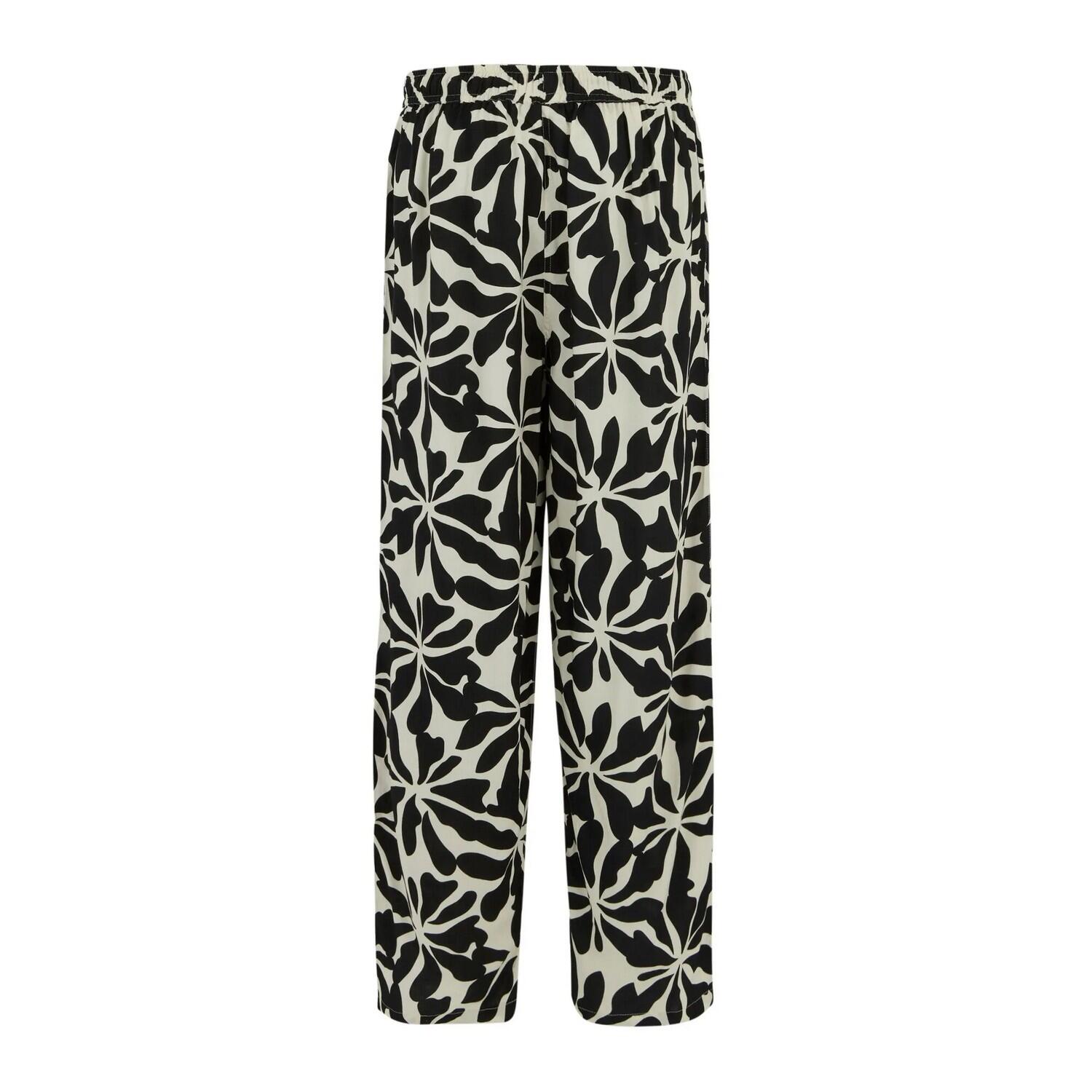 Pantalon Motif/style Floral Abstrait ELBRIE Femme (Blanc / Noir) 2/4