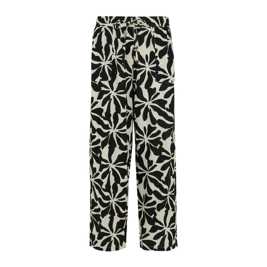 Womens/Ladies Elbrie Abstract Floral Trousers (White/Black)