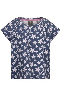 2058 dames top met all-over print en licht geplooide ronde hals