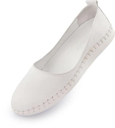 Ballerines En Cuir Femme Nell Blanc Blanc