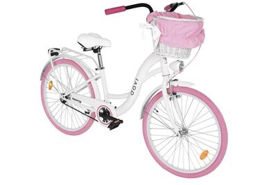 Bicicletta bambino Davi Aria 24″ 1 velocità 130–165 cm bianco/rosa
