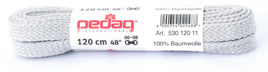 Pedag 120 cm breite flache Schnürsenkel grau 100% Baumwolle