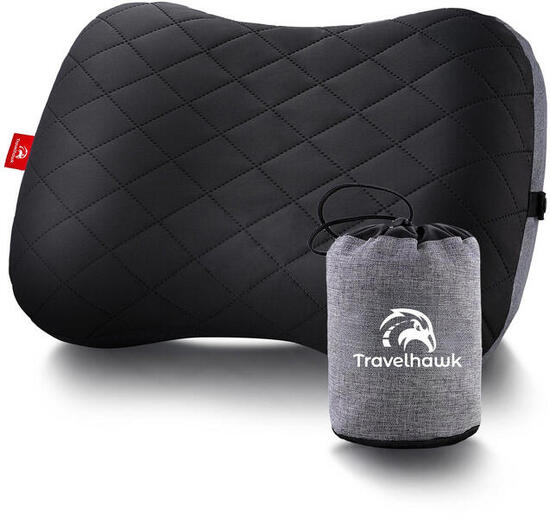 Aufblasbares, leichtes Reisekissen, schwarz