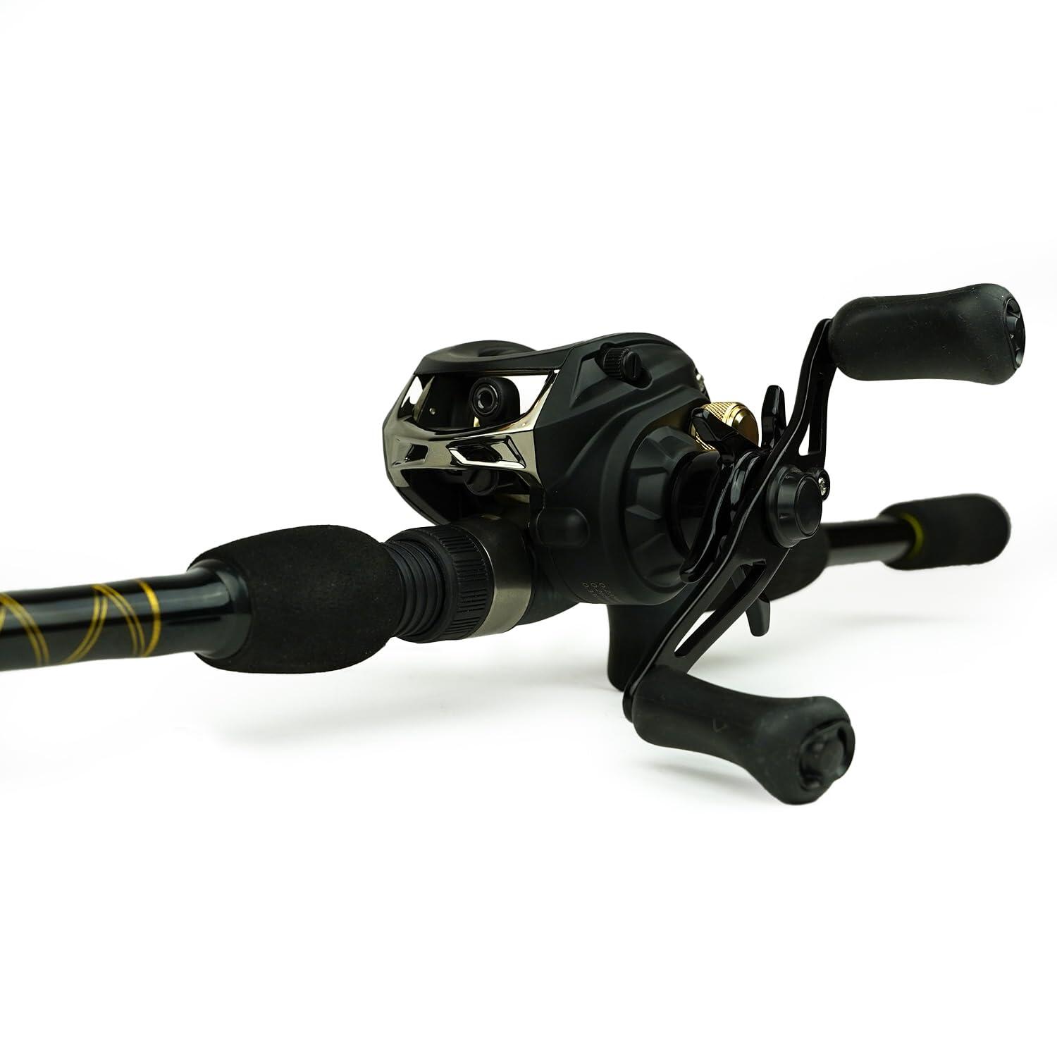 Combo baitcasting 1.95m vara carreto acessórios 3/7