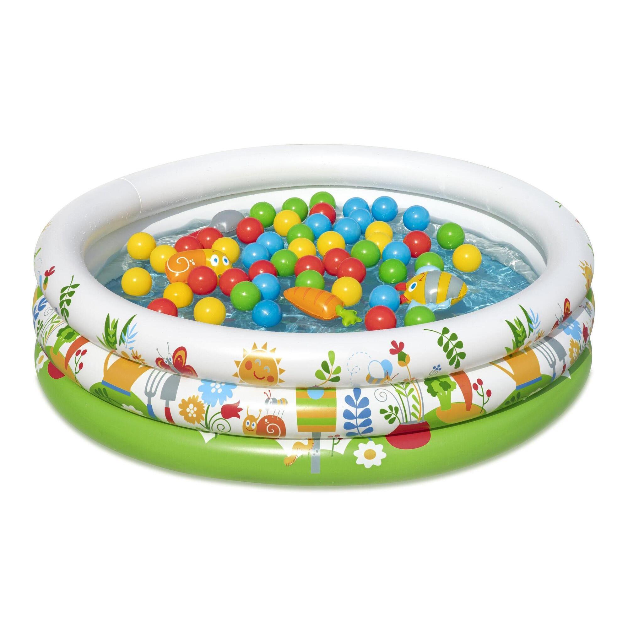 BESTWAY Bazén tříkomorový Bestway 102x25cm s míčky