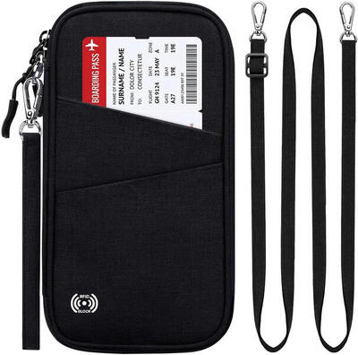 Paspoorthoesje rfid travel wallet – wereldkaart zwart