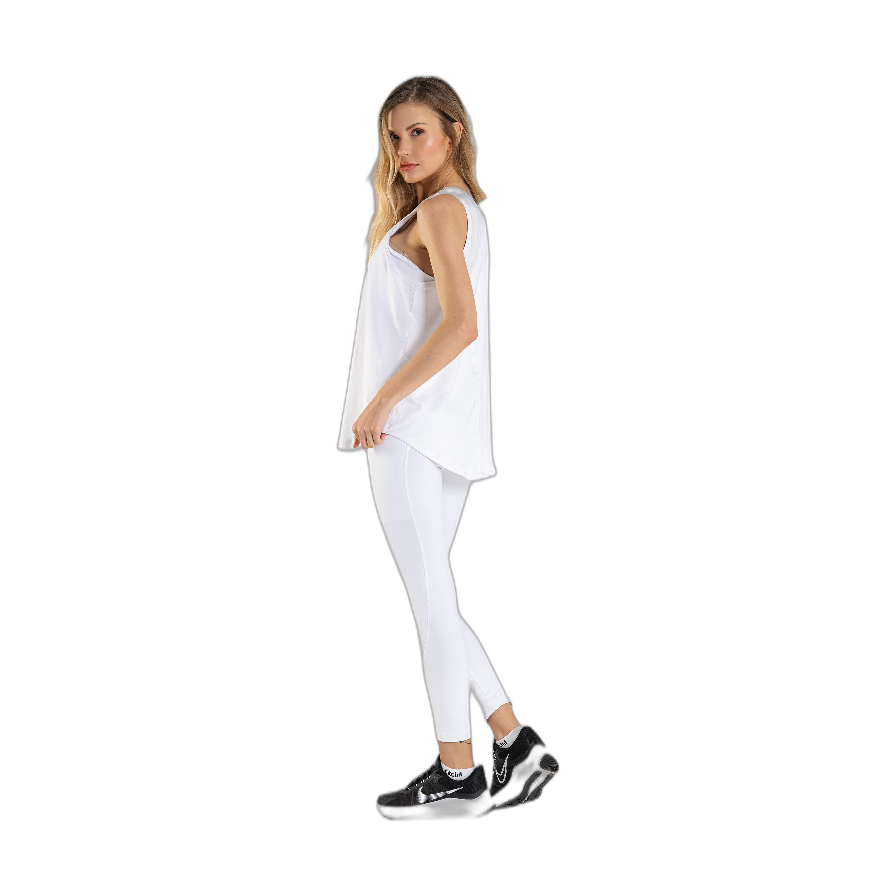 Top Fitness Mulher Ditchil Tank Energy Branco Respirável 2/7