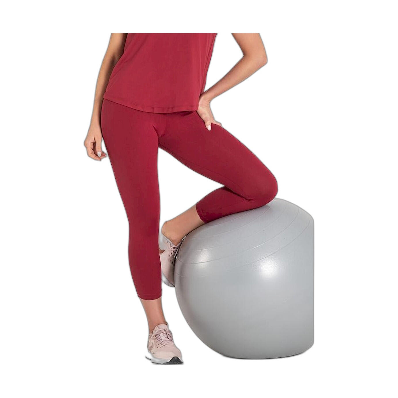 Leggings Fitness Mulher Ditchil Cropped Magny Grená 4/7