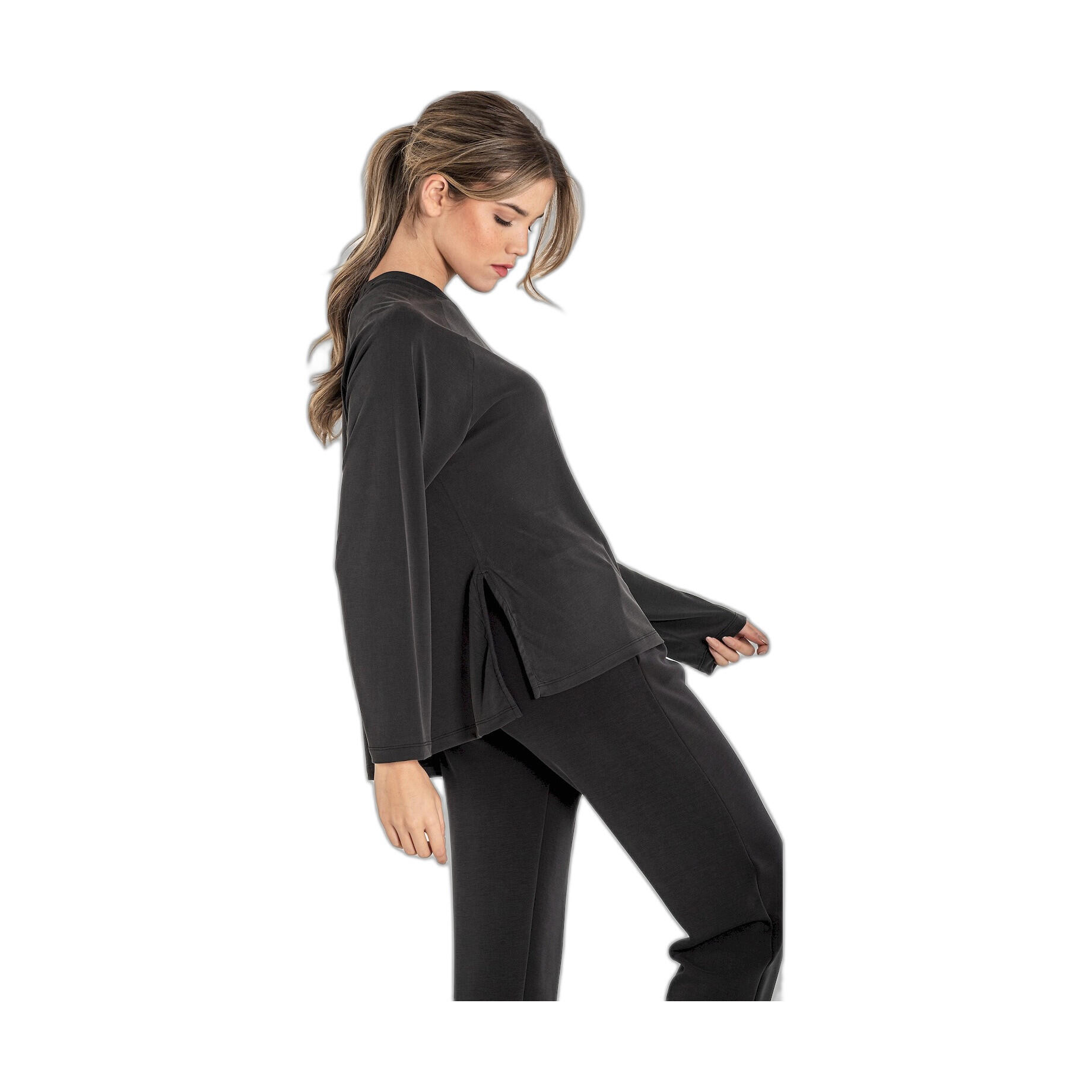 Top Fitness Mujer Ditchil Longsleeve Ethereal Relax Negro 2/7