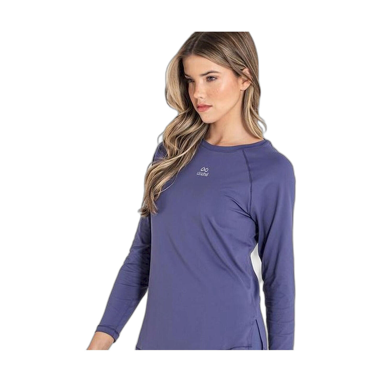Camiseta Fitness Mujer Ditchil Long Sleeve Diva Azul Manga Larga 3/7