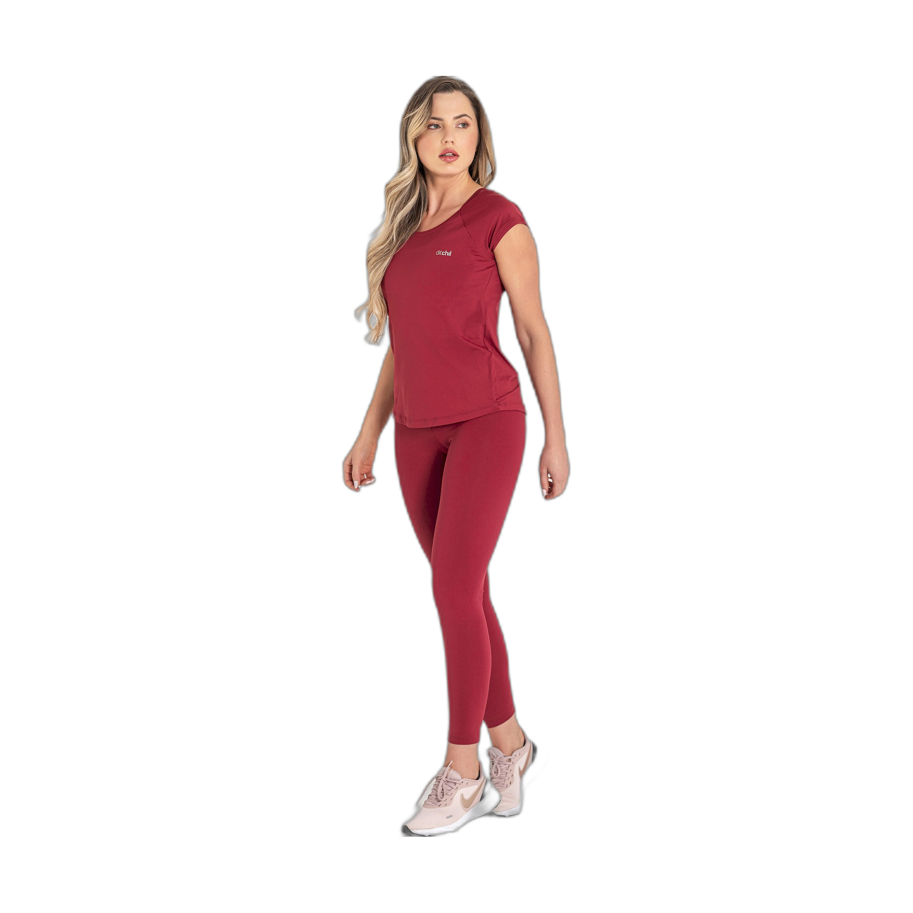 Leggings Fitness Mulher Ditchil Genuine Grená 6/7