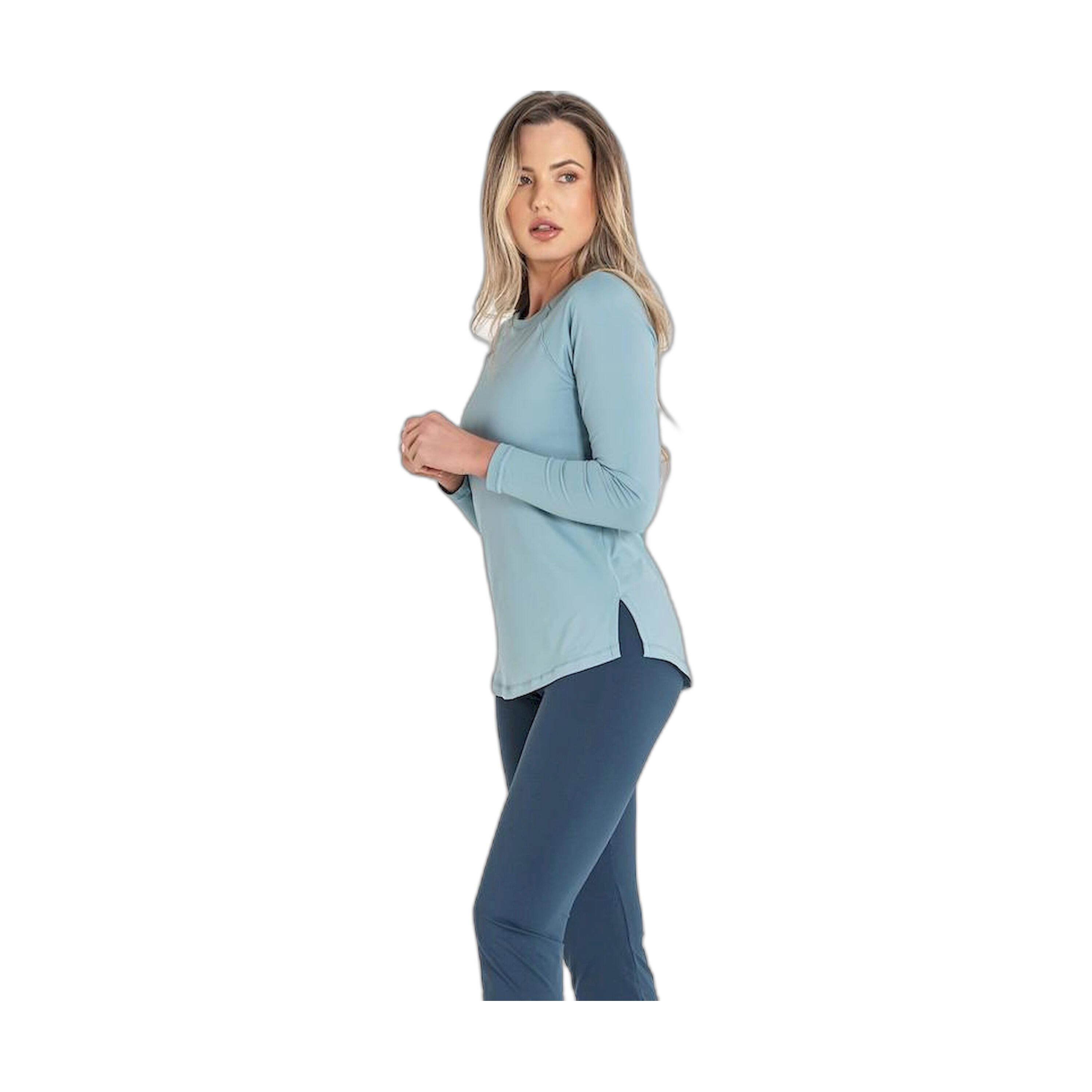 Camiseta Fitness Mujer Ditchil Long Sleeve Diva Azul Claro Manga Larga 2/7
