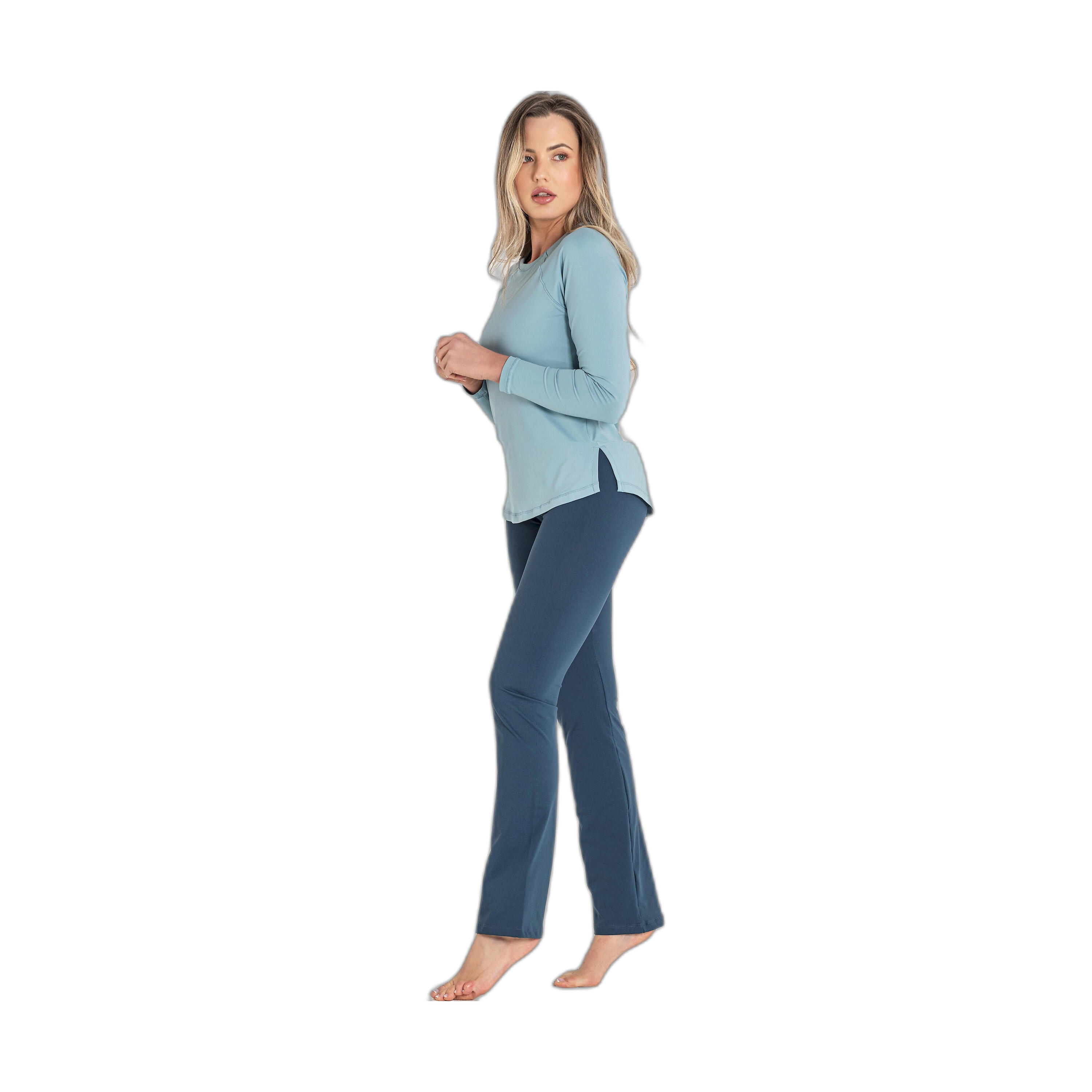 Camiseta Fitness Mujer Ditchil Long Sleeve Diva Azul Claro Manga Larga 5/7