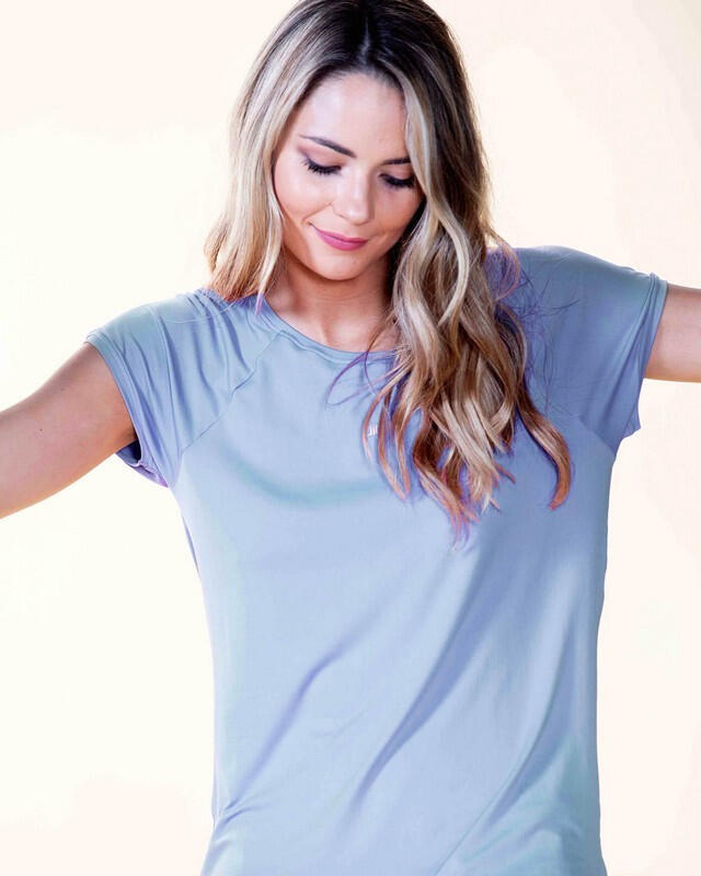 Camiseta Fitness Mulher Ditchil Creative Azul Claro Respirável 2/6