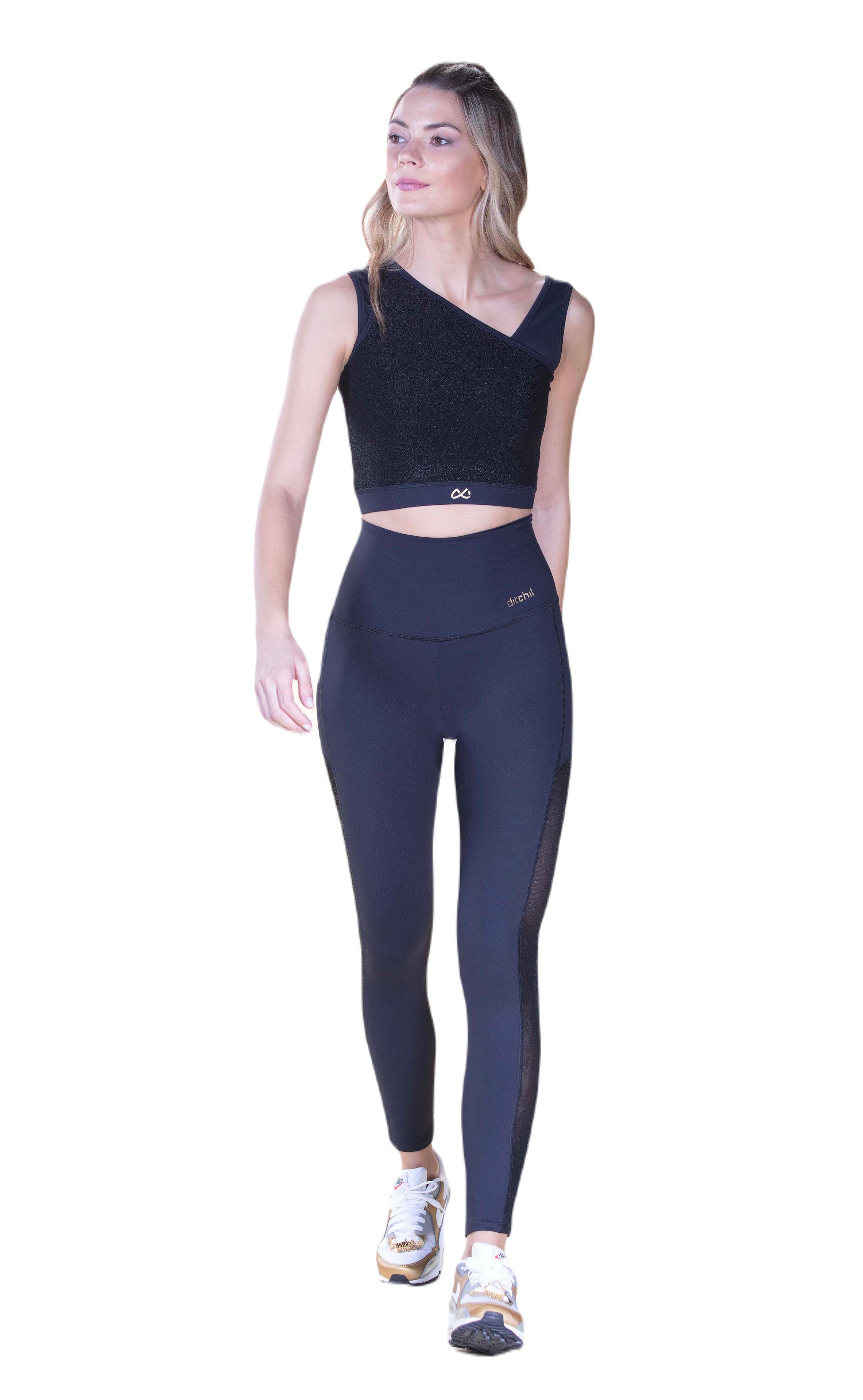 Top Fitness Mujer Ditchil Cropped Lux Negro 2/6