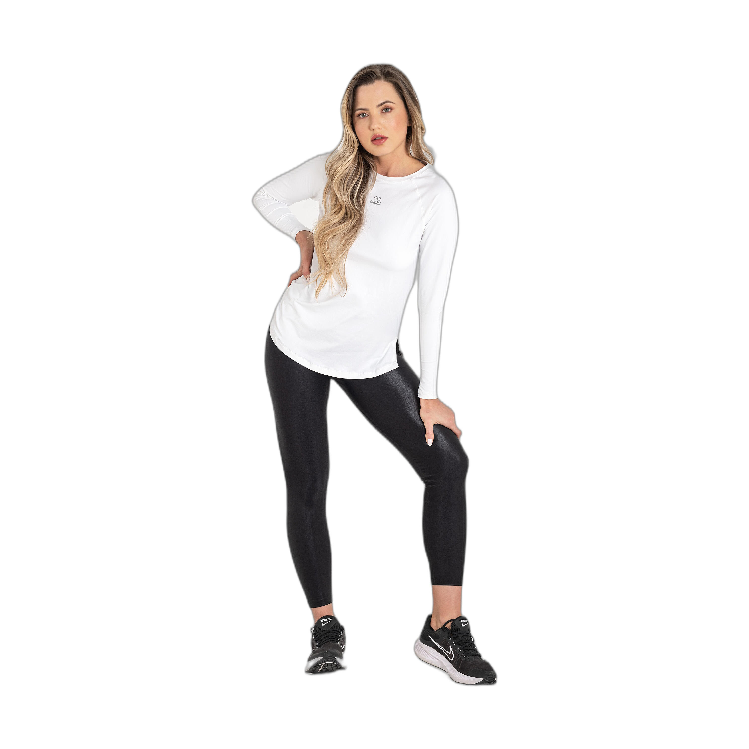 Camiseta Fitness Mujer Ditchil Long Sleeve Diva Blanco Manga Larga 2/7