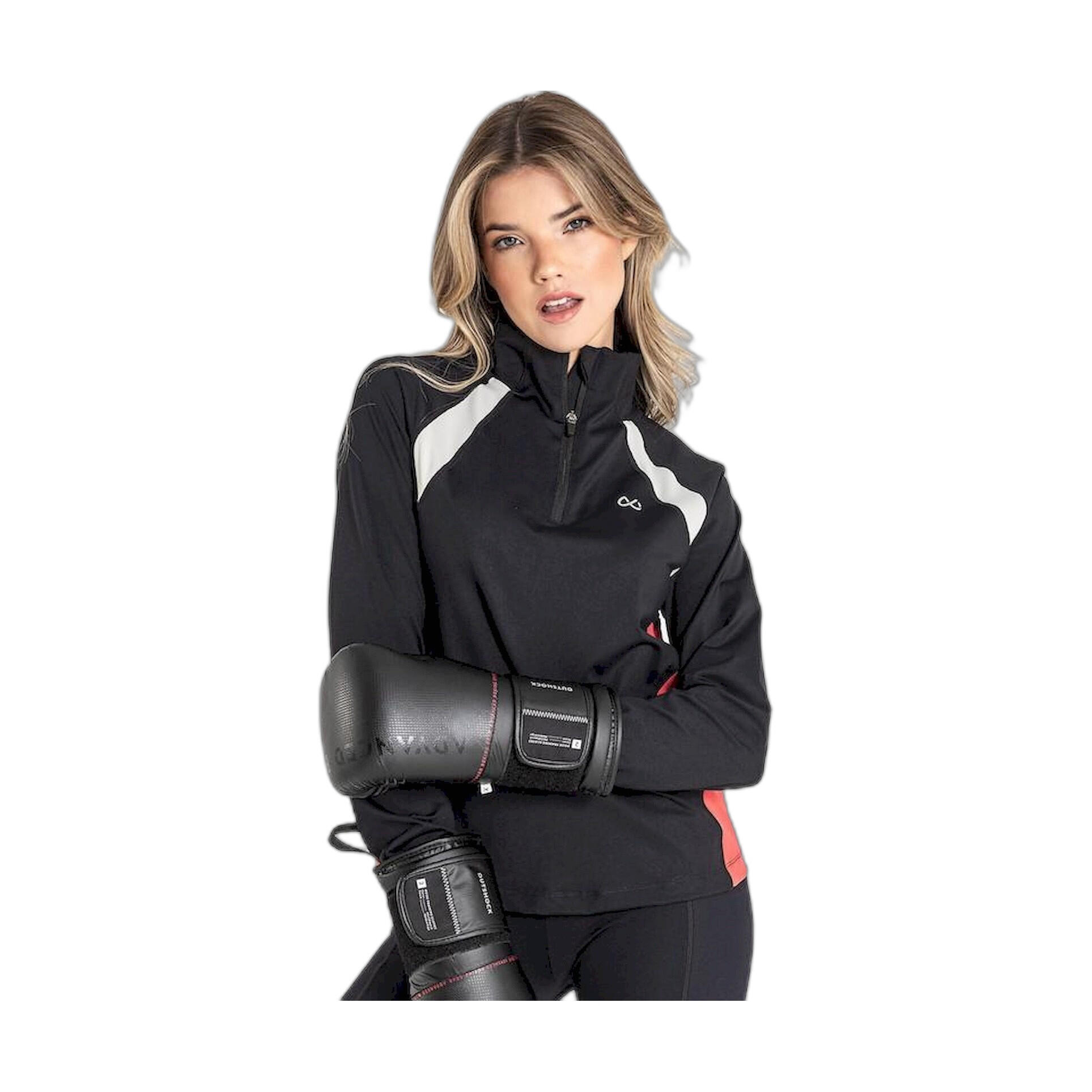 Sudadera Fitness Mujer Ditchil Long Sleeve Half Zip Trix Negro Media Cremallera 3/7