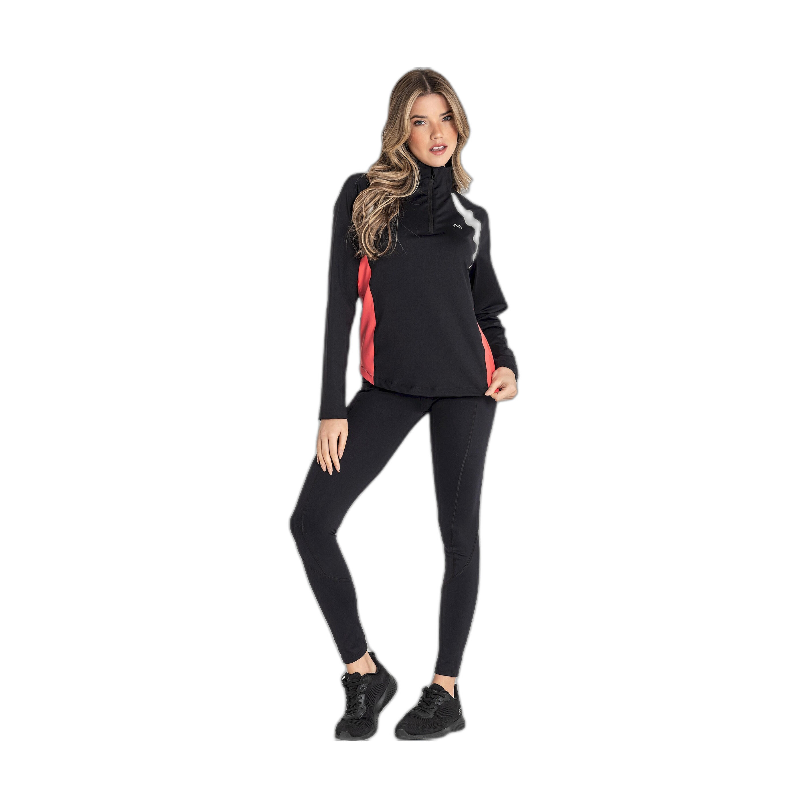 Sudadera Fitness Mujer Ditchil Long Sleeve Half Zip Trix Negro Media Cremallera 6/7