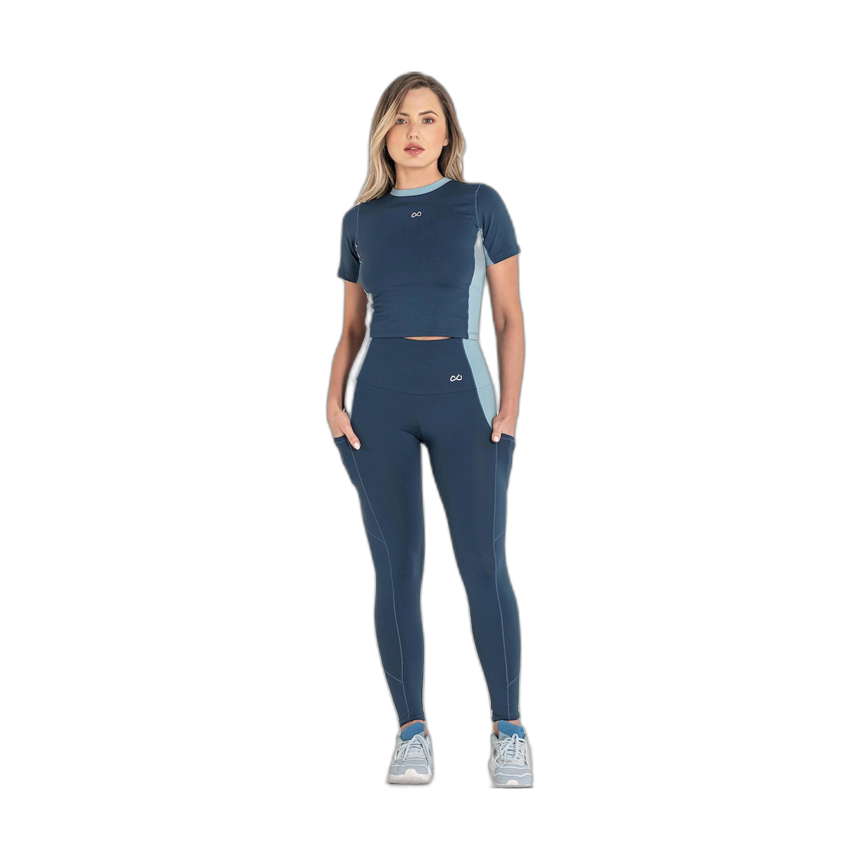 Camiseta Fitness Mujer Ditchil Cropped Bix Azul Oscuro 2/7
