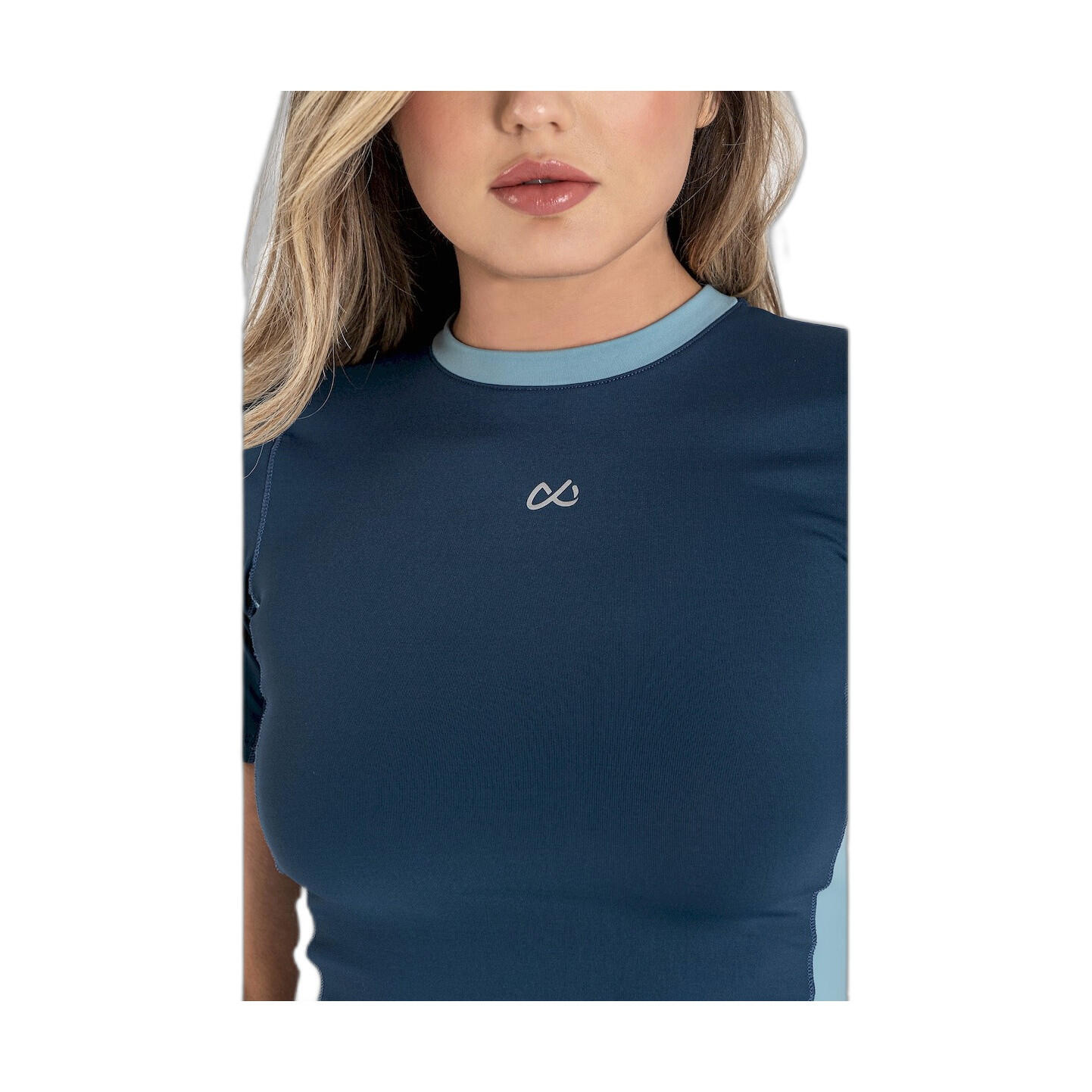Camiseta Fitness Mujer Ditchil Cropped Bix Azul Oscuro 7/7