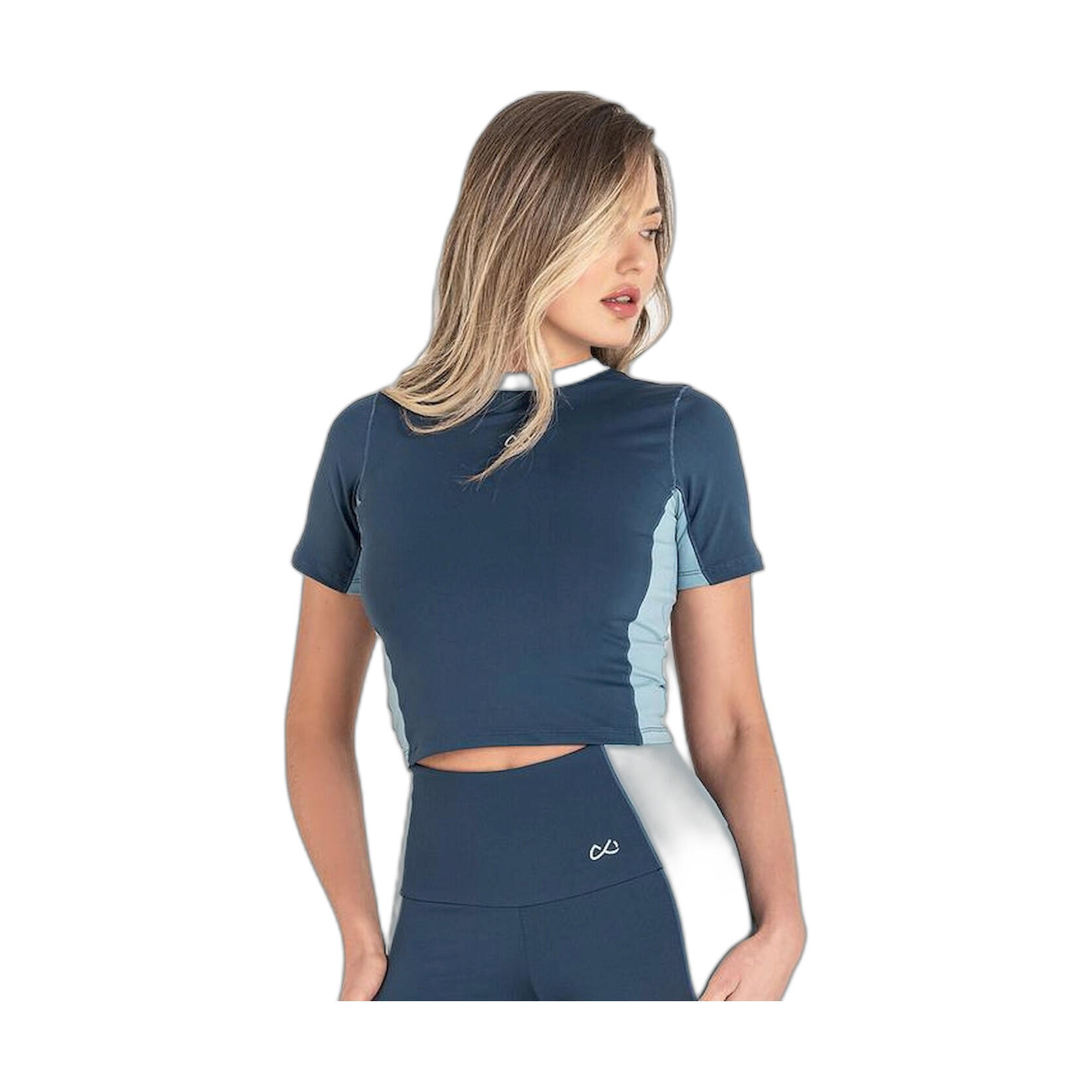 Camiseta Fitness Mujer Ditchil Cropped Bix Azul Oscuro 4/7