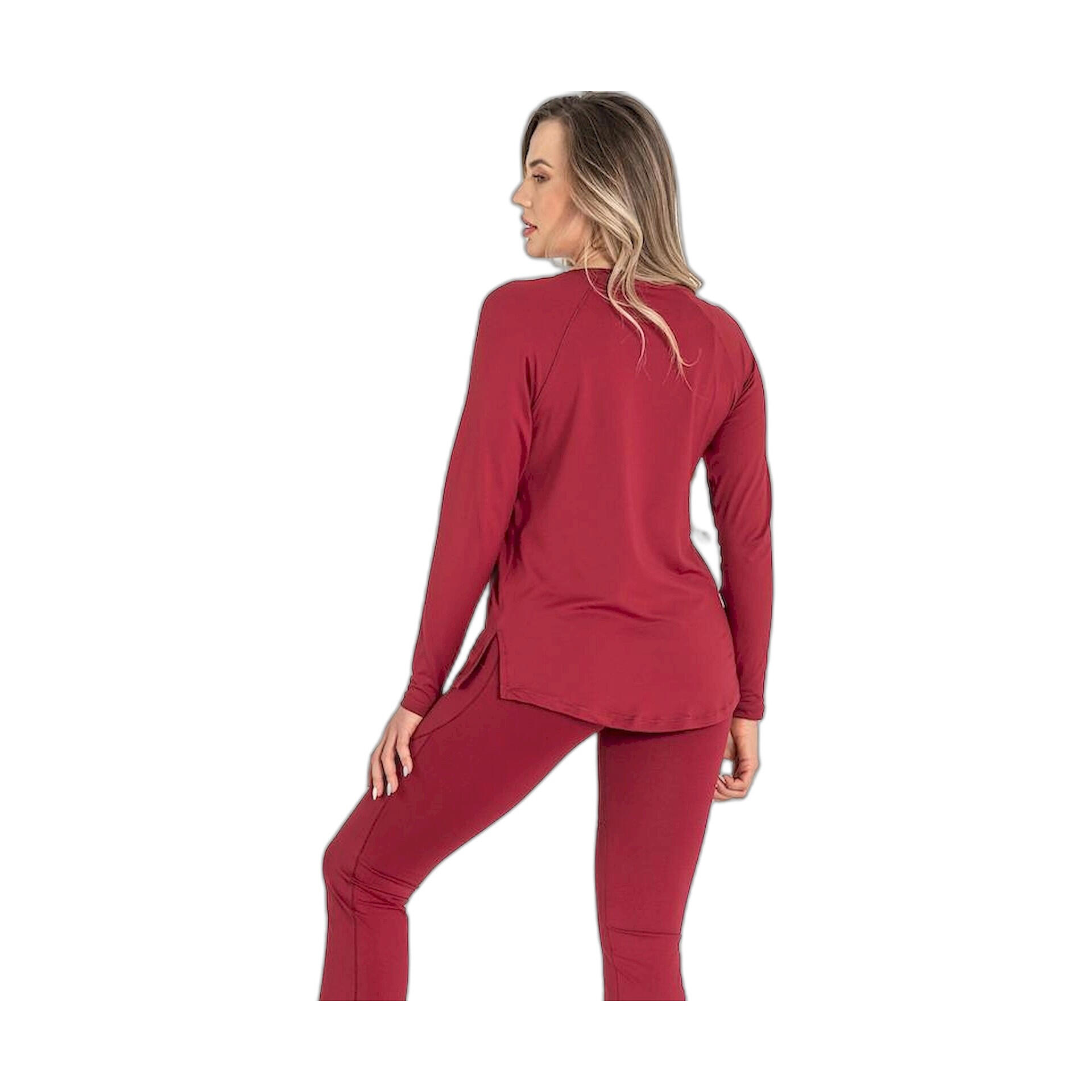 Camiseta Fitness Mujer Ditchil Long Sleeve Diva Granate Manga Larga 3/7