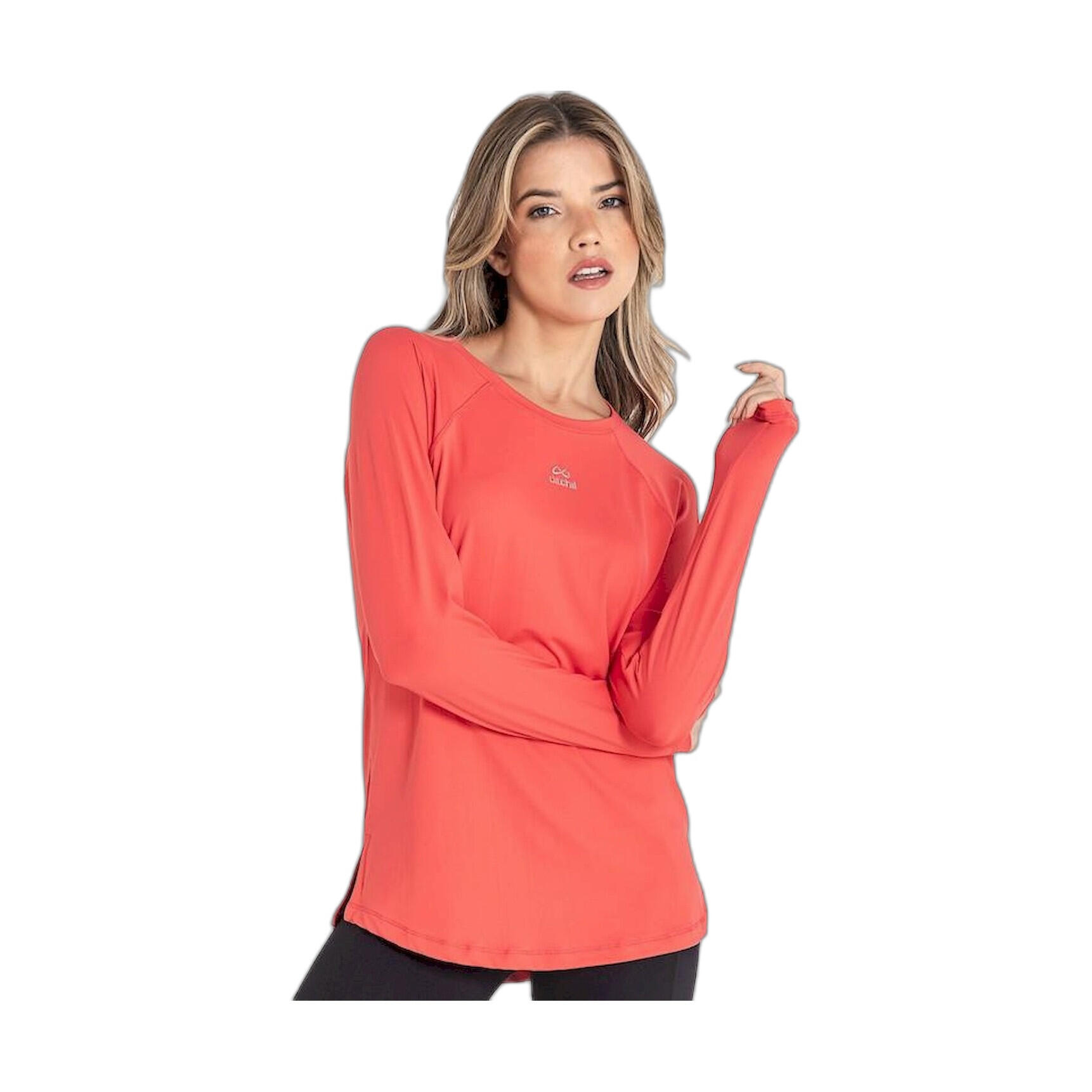 Camiseta Fitness Mujer Ditchil Long Sleeve Diva Coral Manga Larga 6/7