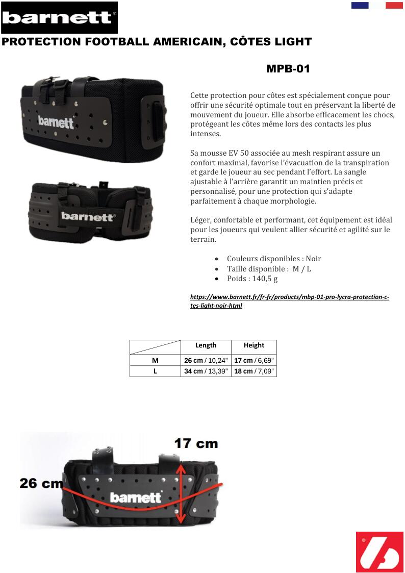 MBP-01 pro lycra protection côtes light, noir 5/5