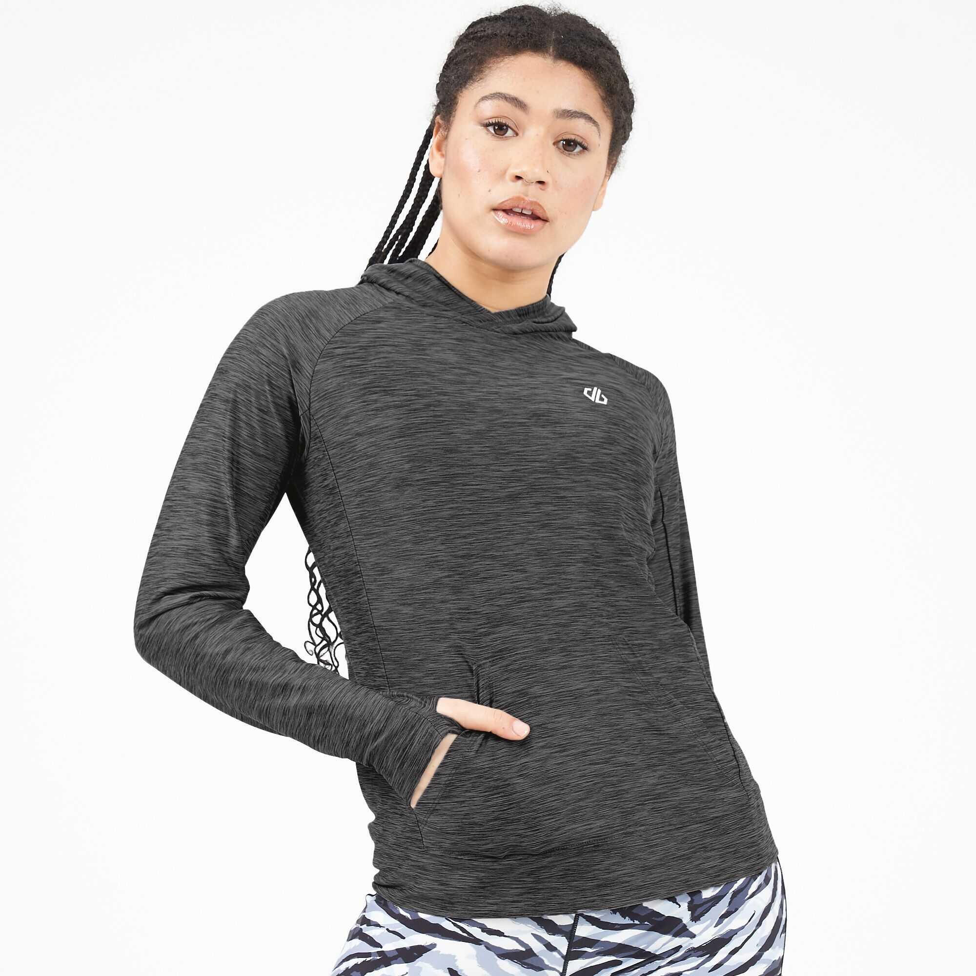 Kapuzenpullover Sprint City besonders leicht Damen Ebenholz 3/5