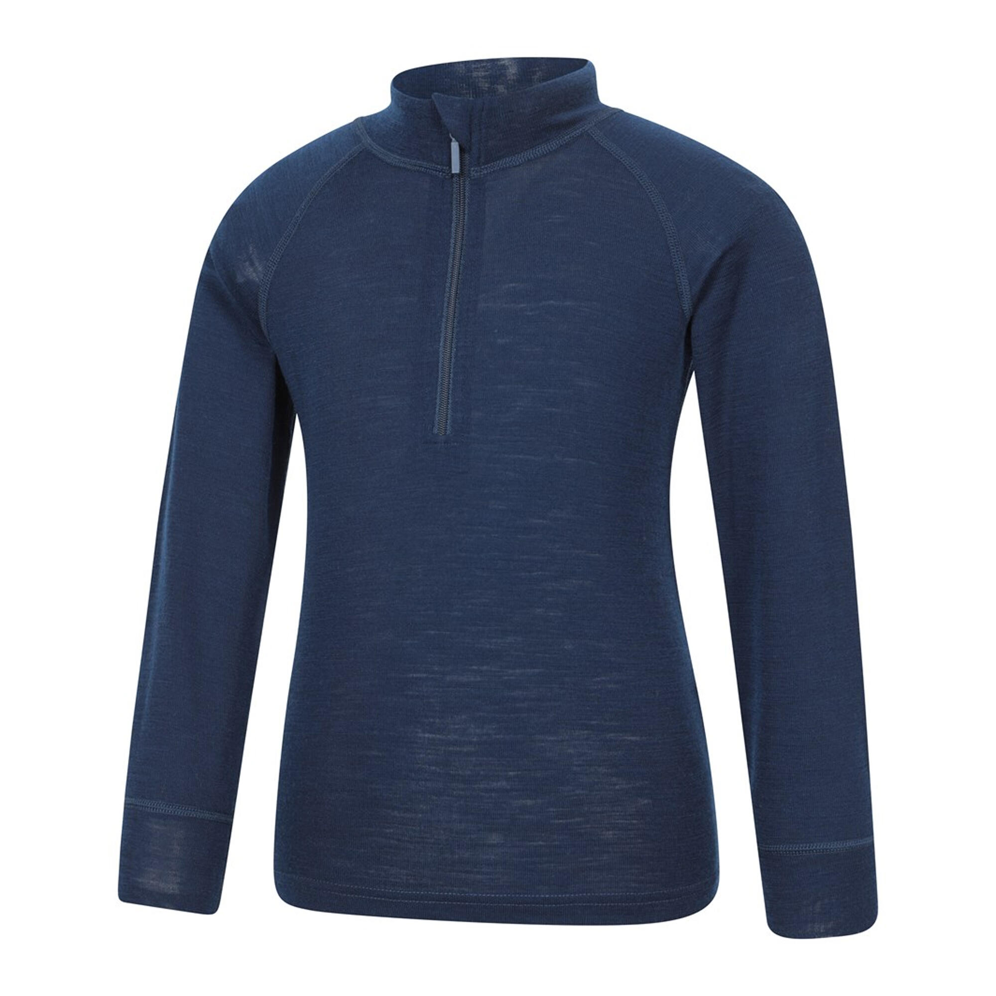 Maglietta Di Base Mezza Cerniera Bambini Mountain Warehouse Blu Navy 3/4