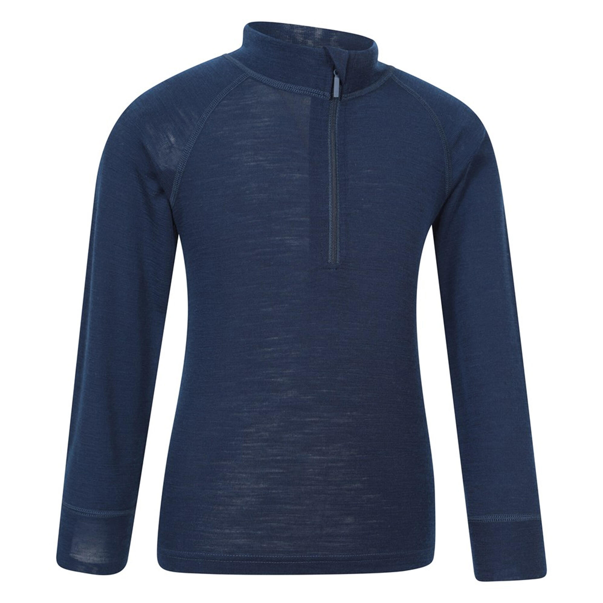 Maglietta Di Base Mezza Cerniera Bambini Mountain Warehouse Blu Navy 4/4