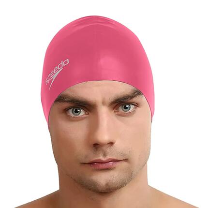 Unisex SilikonBadekappe für langes Haar, für Erwachsene Damen und Herren Pink