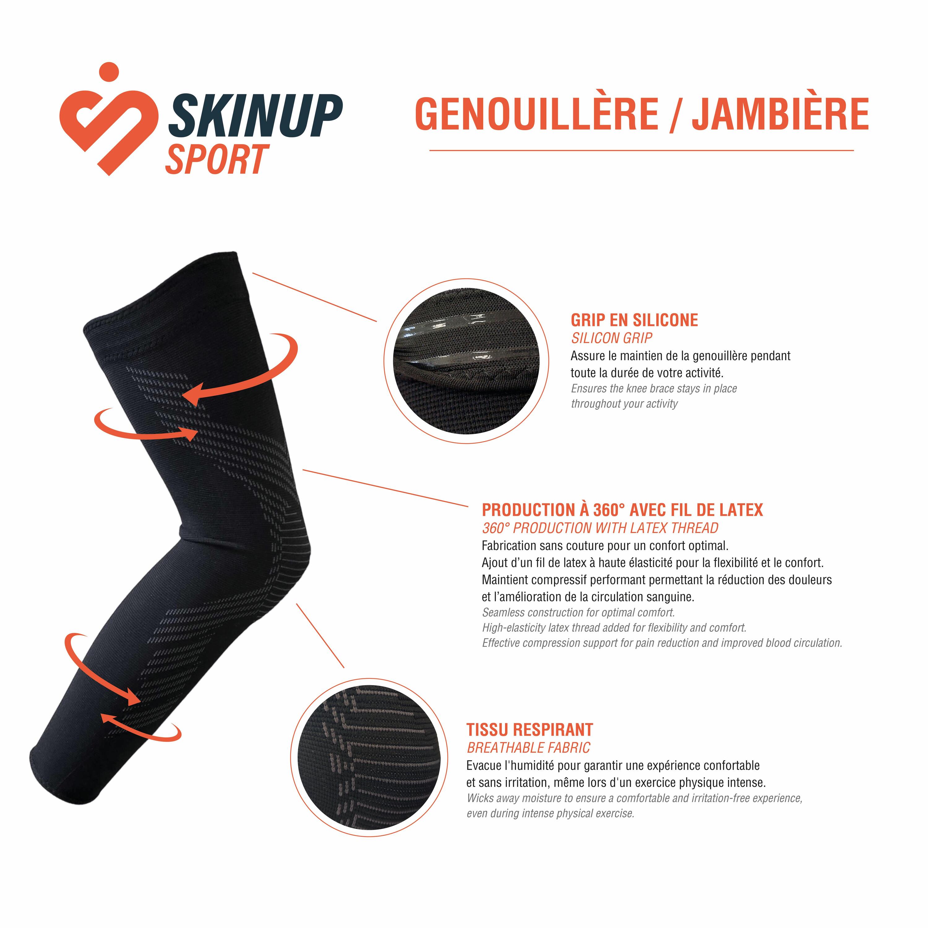 Pack de 2 rodilleras de compresión para piernas - SKINUP Sport 6/7