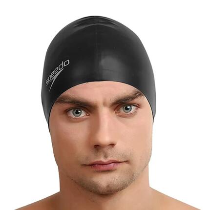 Unisex SilikonBadekappe für langes Haar, für Erwachsene Damen und Herren Schwarz