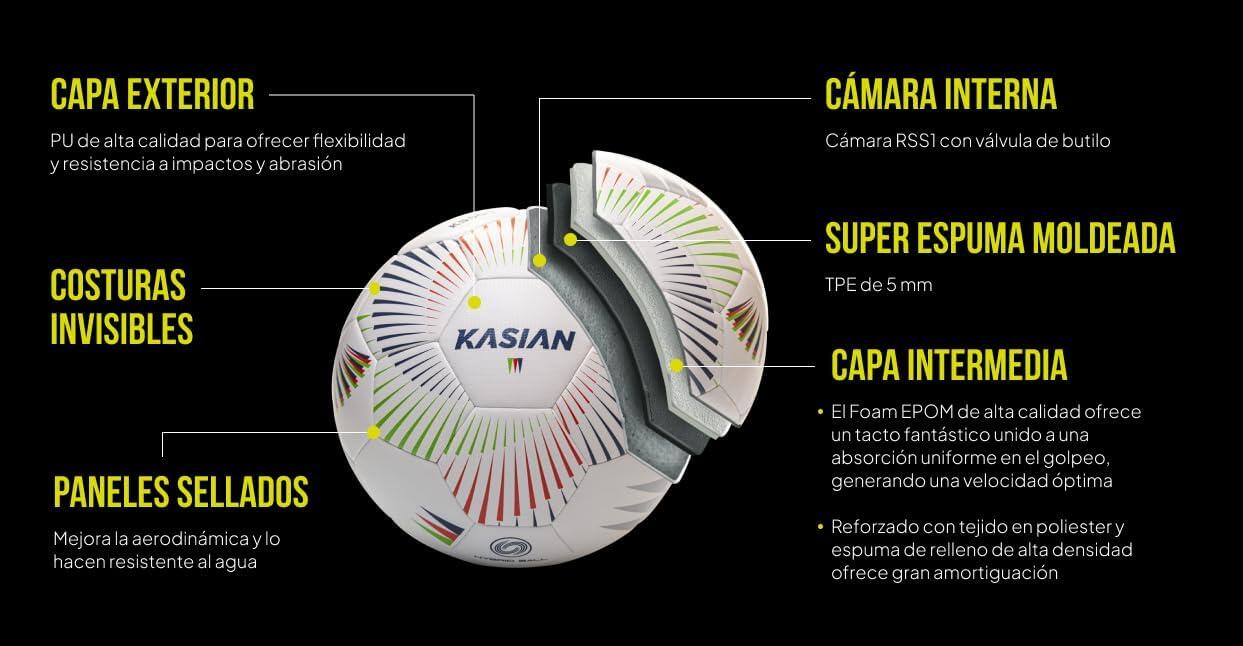 Bola Futsal KASIAN KS500 Branco Costuras Invisíveis 6/7