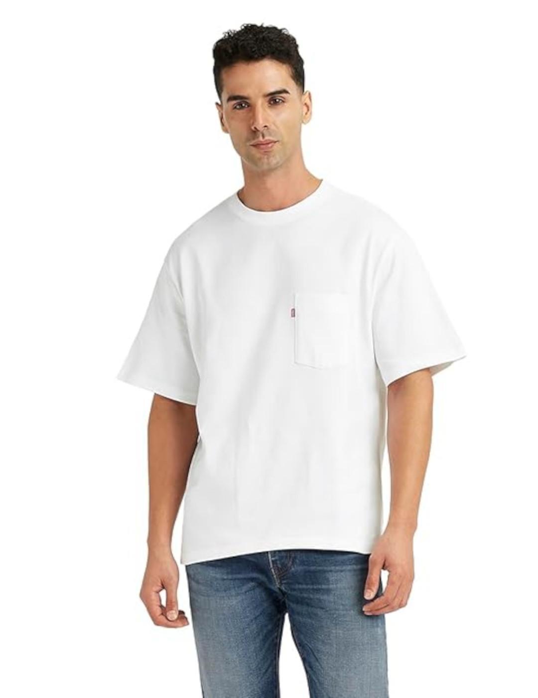 T-shirt pour homme Levis à demi-manches avec poche blanc. 2/5