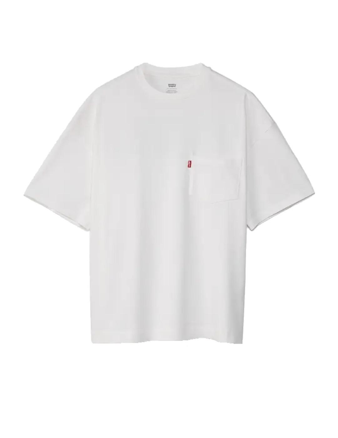 T-shirt pour homme Levis à demi-manches avec poche blanc. 1/5