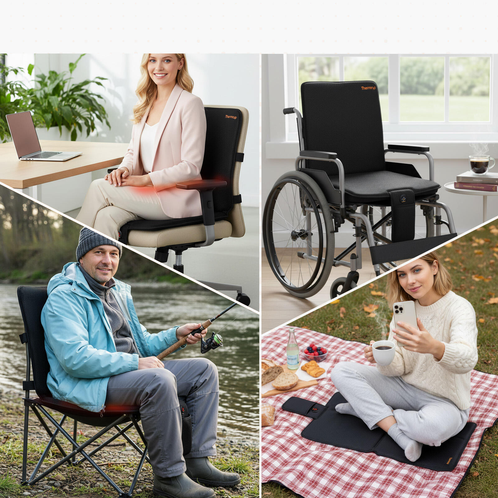 Mobiele Verwarmde Zitkussen 40x80 cm met Accu en Netstroom 3/4