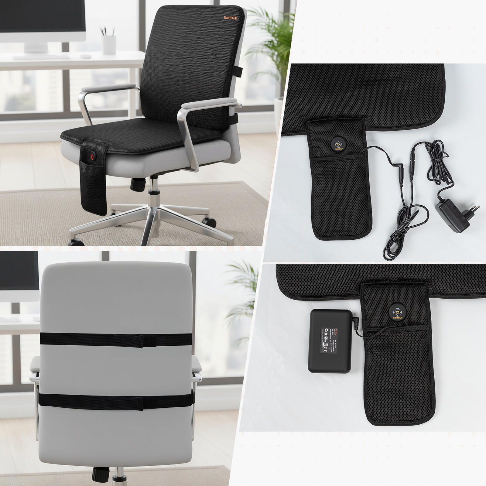 Mobiele Verwarmde Zitkussen 40x80 cm met Accu en Netstroom 4/4