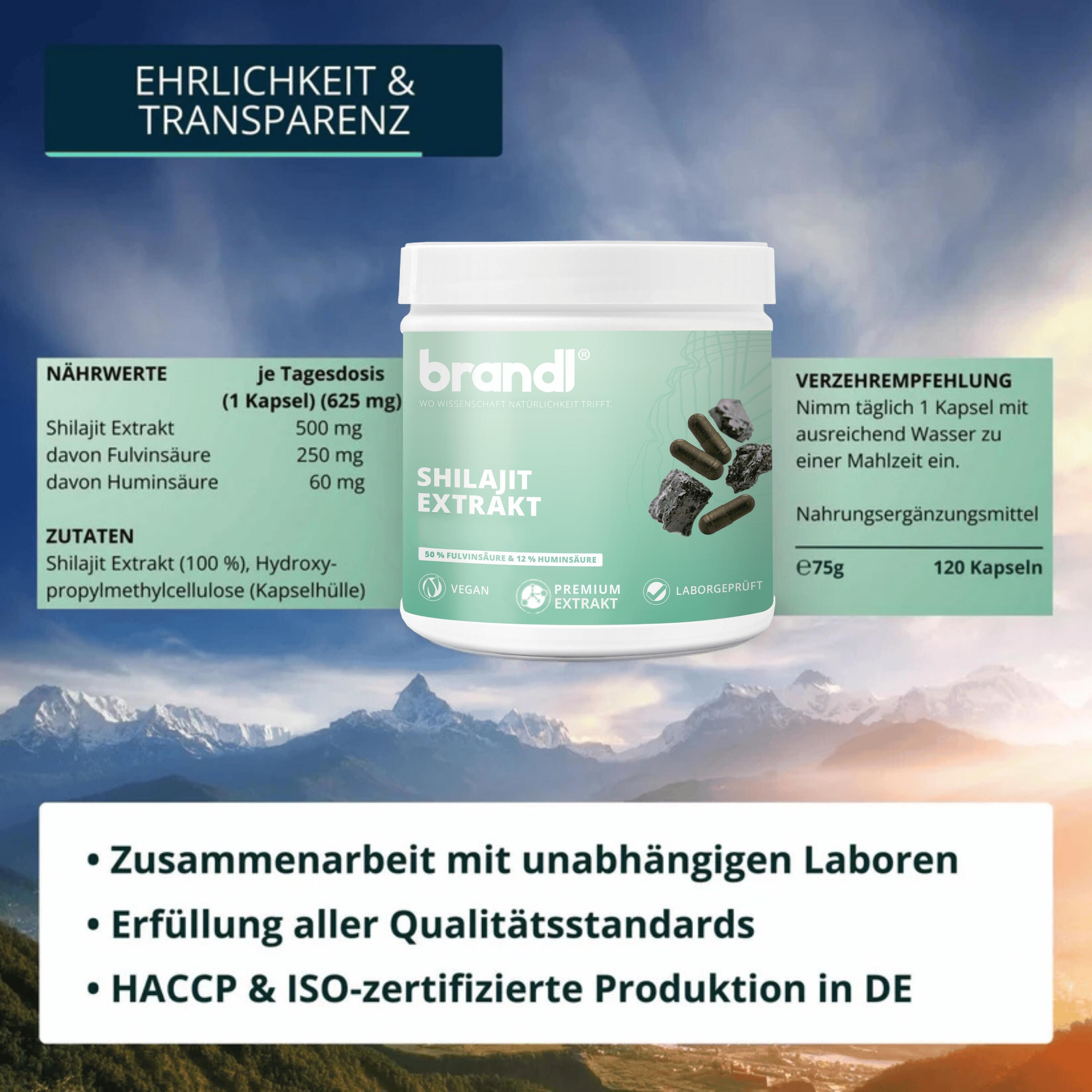 brandl® Shilajit Kapseln | Extrakt mit Fulvinsäure und Huminsäure 2/6