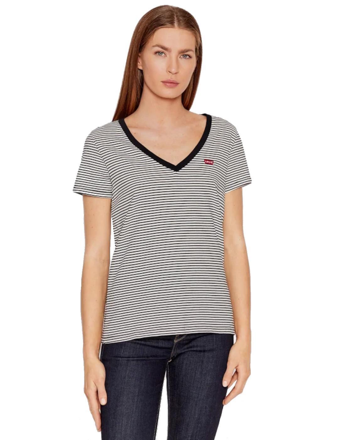 T-shirt pour femme Levis Perfect vneck Blanc. 2/4